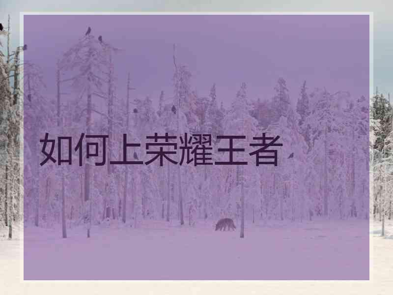 如何上荣耀王者