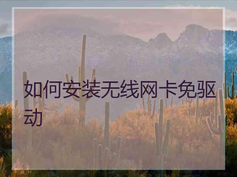 如何安装无线网卡免驱动